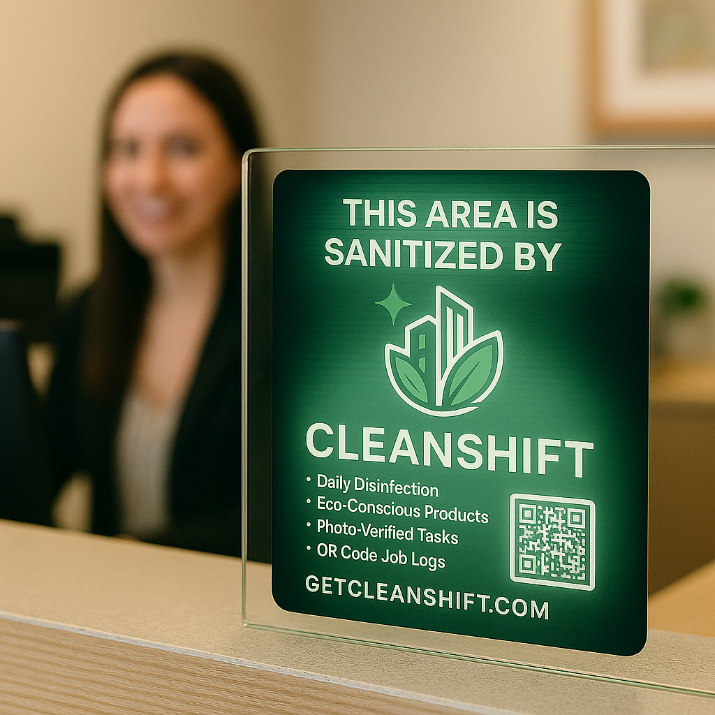 Professional commercial cleaning team at work